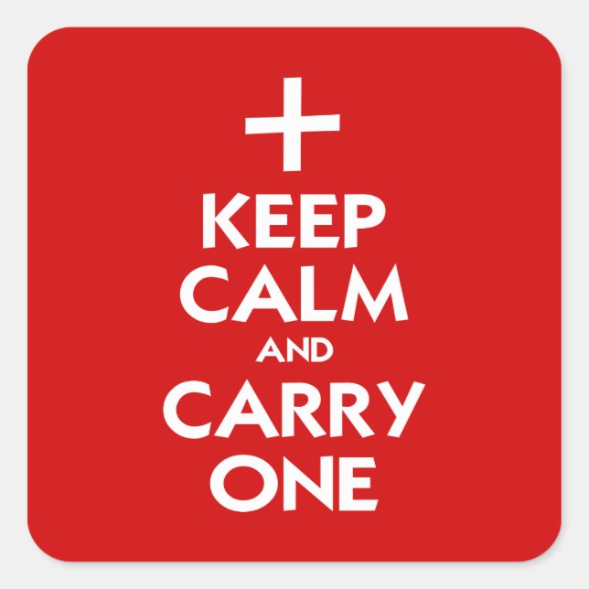 Behalt Calm und Carry One Quadratischer Aufkleber (Vorderseite)
