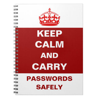 Behalt Calm und Carry Passwords Safely Notebook Notizblock
