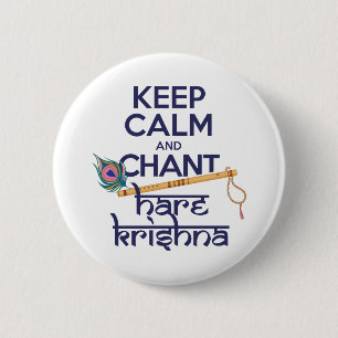 Behalt Calm und Chant Hare Krishna Mantra Gesang Button