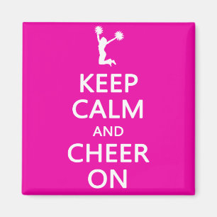 Behalt Calm und Cheer On, Cheerleader Pink Magnet