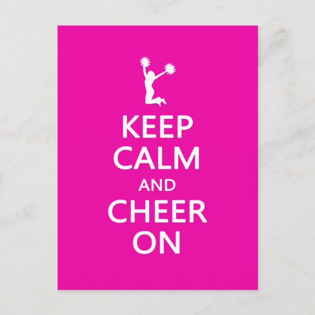Behalt Calm und Cheer On, Cheerleader Pink Postkarte (Vorderseite)