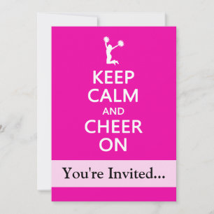 Behalt Calm und Cheerleader Pink Einladung