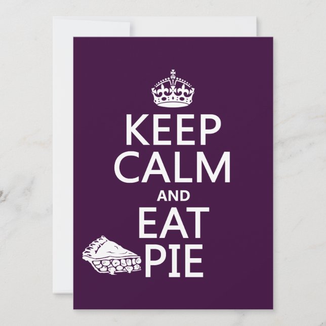 Behalt Calm und Eat Pie Einladung (Vorderseite)