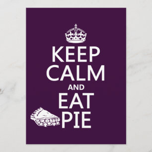 Behalt Calm und Eat Pie Einladung