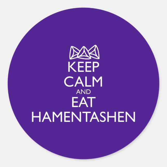 BEHALT CALM UND ESSEN HAMENTASHEN RUNDER AUFKLEBER (Vorderseite)