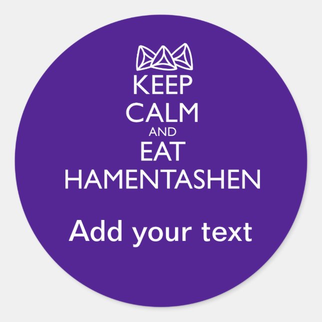 BEHALT CALM UND ESSEN HAMENTASHEN RUNDER AUFKLEBER (Vorderseite)