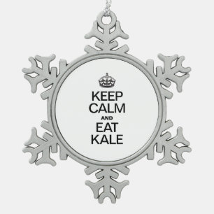 BEHALT CALM UND ESSEN KALE SCHNEEFLOCKEN Zinn-Ornament