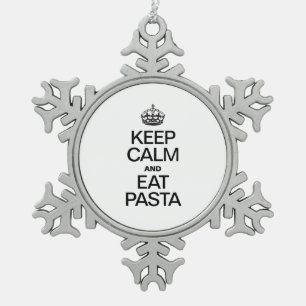 BEHALT CALM UND ESSEN PASTA SCHNEEFLOCKEN Zinn-Ornament