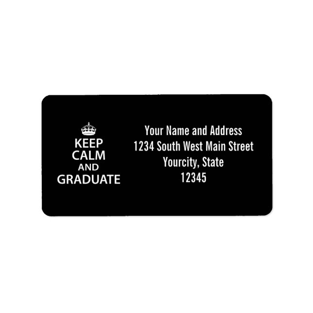 Behalt Calm und Graduate Funny Abschluss Adressaufkleber (Vorne)