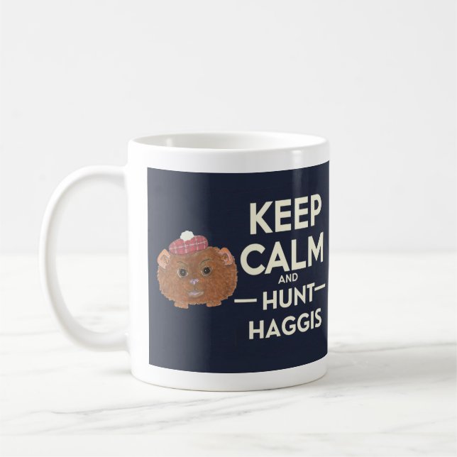 Behalt Calm und Hunt Haggis Scottish Kaffeetasse (Links)