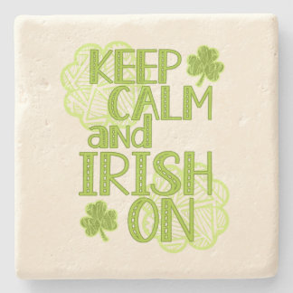 Behalt Calm und Irish On Fun St. Patrick's Day Steinuntersetzer
