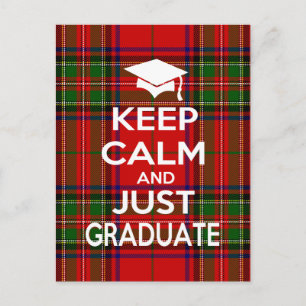Behalt Calm und Just Graduate Tartan Postkarte