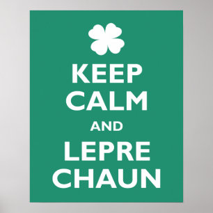 Behalt Calm und Leprechaun Poster