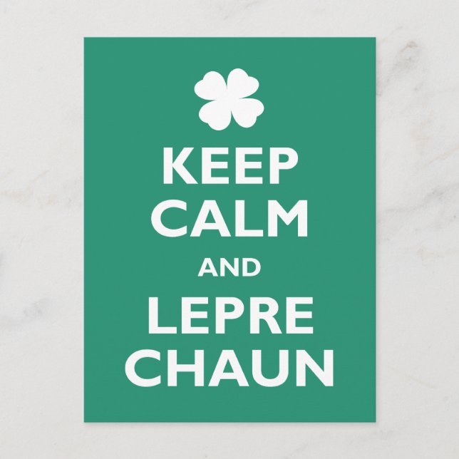 Behalt Calm und Leprechaun Postkarte (Vorderseite)