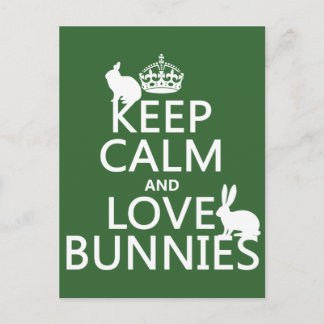 Behalt Calm und Liebe Bunnies - alle Farben Postkarte