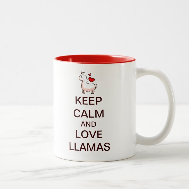 Behalt Calm und Liebe Llamas Zweifarbige Tasse (Rechts)