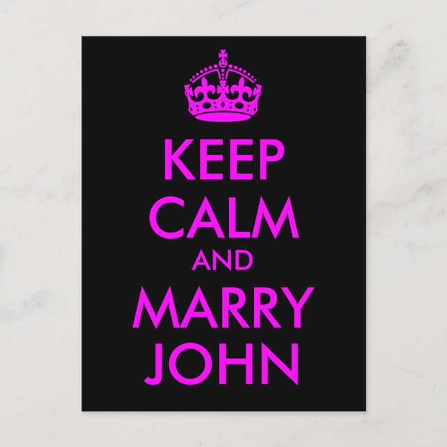 Behalt Calm und Marry John Postcard Postkarte (Vorderseite)