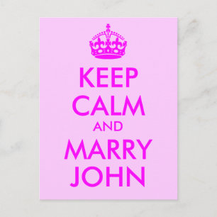 Behalt Calm und Marry John Postcard Postkarte