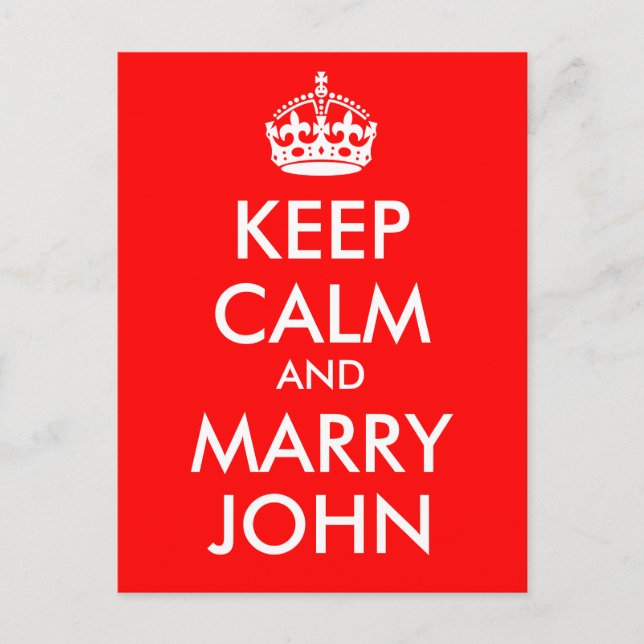 Behalt Calm und Marry John Postcard Postkarte (Vorderseite)