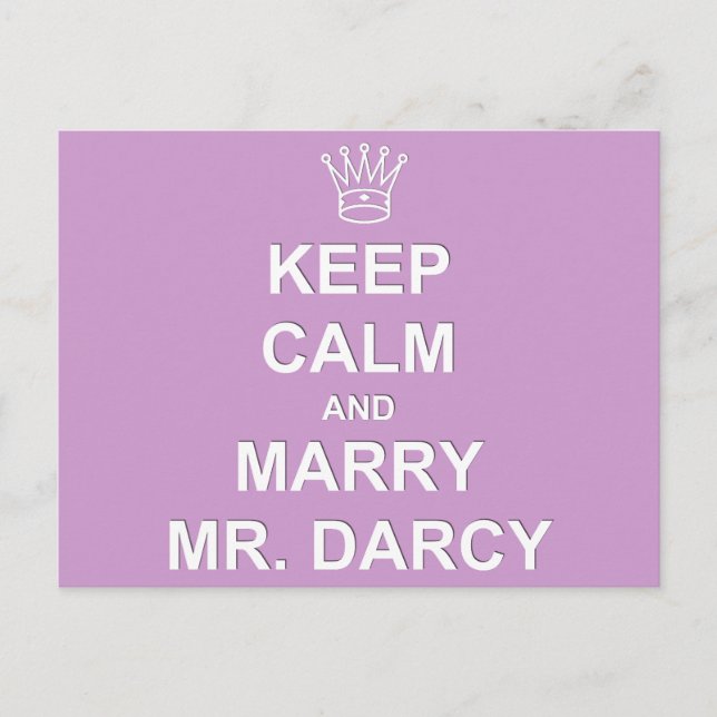 Behalt Calm und Marry Mr. Darcy - Postcard - Lilac Postkarte (Vorderseite)