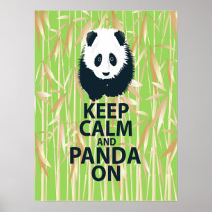 Behalt Calm und Panda on Poster Art Print Bamboo