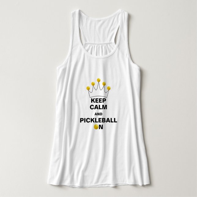 Behalt Calm und Pickleball On, Pickleball Crown Tank Top (Design Vorderseite)