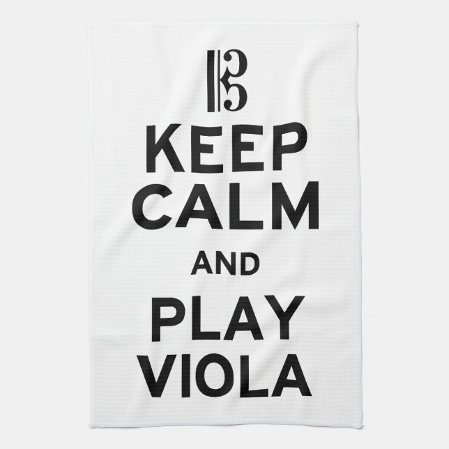 Behalt Calm und spiele Viola Geschirrtuch (Vertikal)