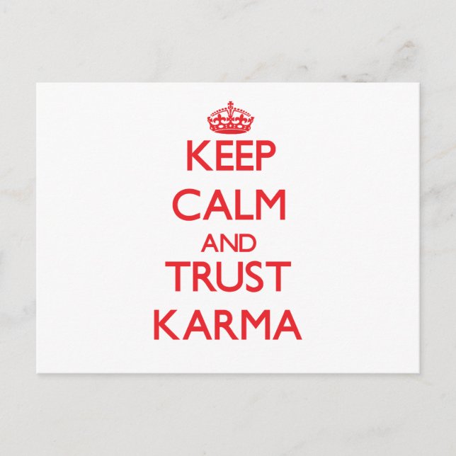 Behalt Calm und TRUST Karma Postkarte (Vorderseite)