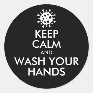 Behalt Calm & Wash Your Hands-Virus Runder Aufkleber