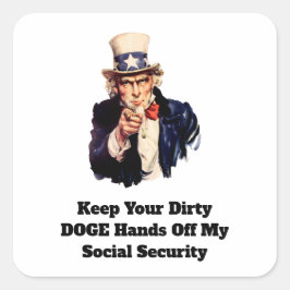 Behalt deine schmutzigen DOGE-Hände von meiner soz Quadratischer Aufkleber