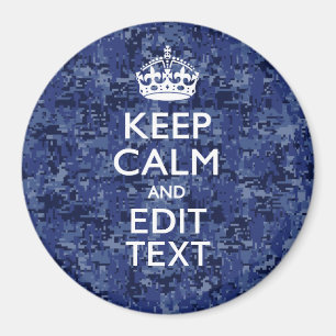 Behalt deinen Text auf Blue Digital Camouflage Magnet