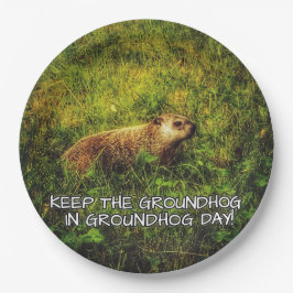 Behalt der Groundhog-Platte am Groundhog Day Pappteller