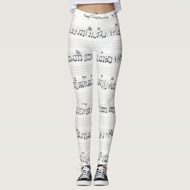 Behalt der handgeschriebenen Promise Notenhosen Leggings (Vorderseite)