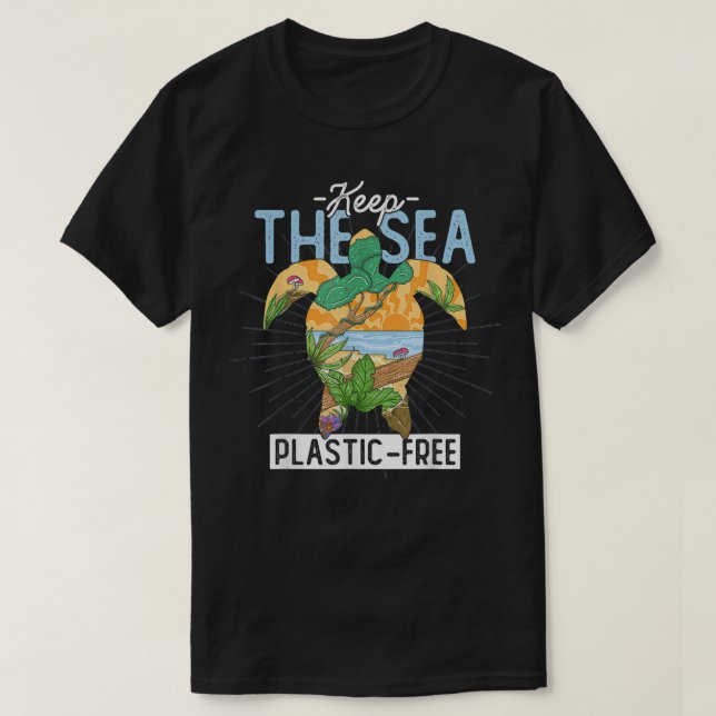 Behalt der plastikfreien Meeresschildkröte T-Shirt (Design vorne)