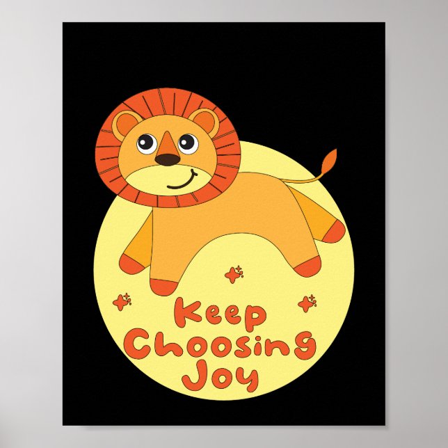 Behalt, die Freude Kawaii Löwe springen gelben Ora Poster (Vorne)