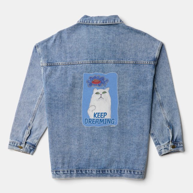 Behalt Dreaming Cat Cartoon Character Art Jeansjacke (Rückseite)