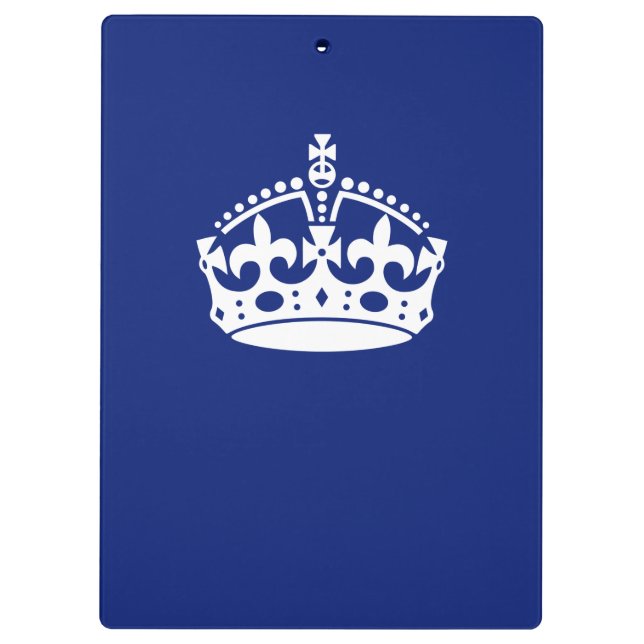 Behalt eines Calm Crown-Symbols auf Navy Blue Klemmbrett (Rückseite)
