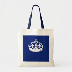 Behalt eines Calm Crown-Symbols auf Navy Blue Tragetasche