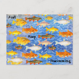 Behalt einfach eine Sammlung von Fischen Postkarte