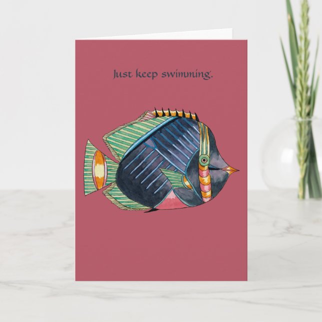 Behalt einfach schwimmen feiertagskarte (Vorderseite)