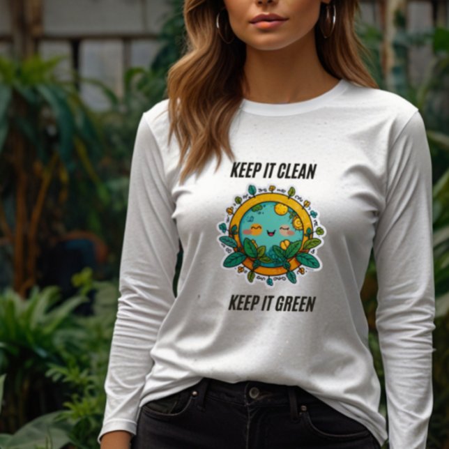 Behalt es sauber und grün | Frauen Basic Sweatshir Sweatshirt (Von Creator hochgeladen)