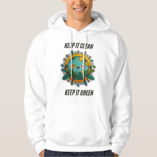 Behalt es sauber und grün Männliche Hoodie