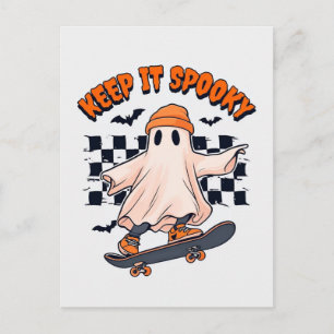 Behalt es Spooky Skateboarding Ghost Postkarte
