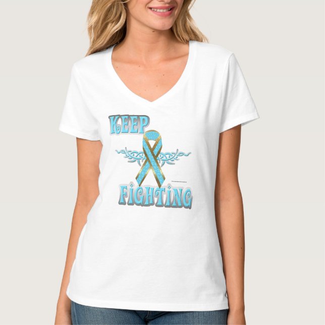 Behalt Fighting Prostate Cancer Ladys V-Neck Nano  T-Shirt (Vorderseite)