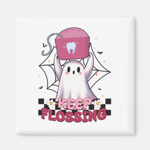 Behalt Flossing Ghost Groovy Dental Hygiene Hallow Magnet