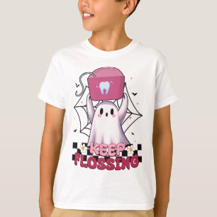 Behalt Flossing Ghost Groovy Dental Hygiene Hallow T-Shirt