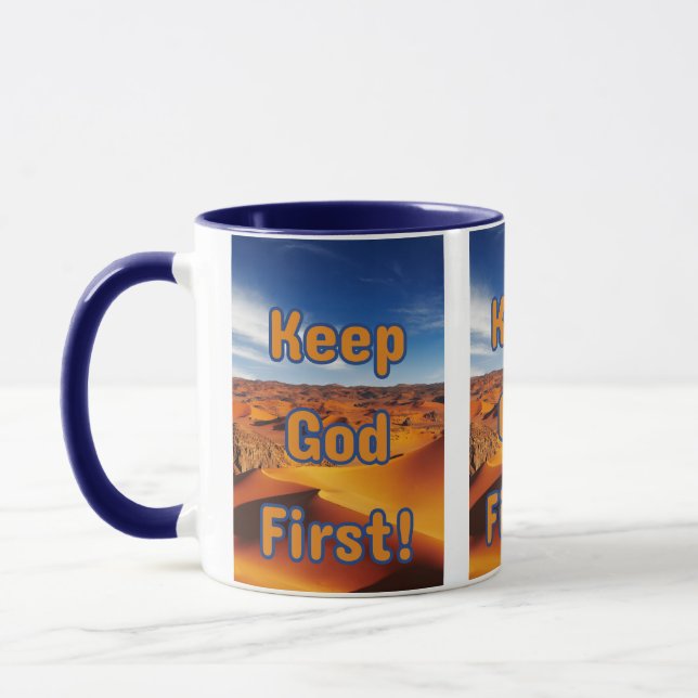 Behalt Gott Erste Glaubensbasierte Bild Zwei-Ton Tasse (Links)