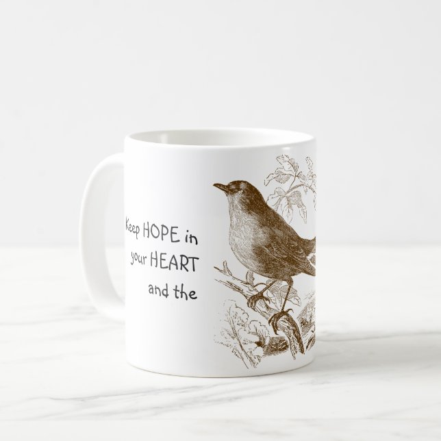 Behalt Hoffnung in deinem Herzen Singvogel Kaffeetasse (Vorderseite Links)
