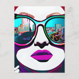 Behalt in Touch | Frau in Sonnenbrille Postkarte