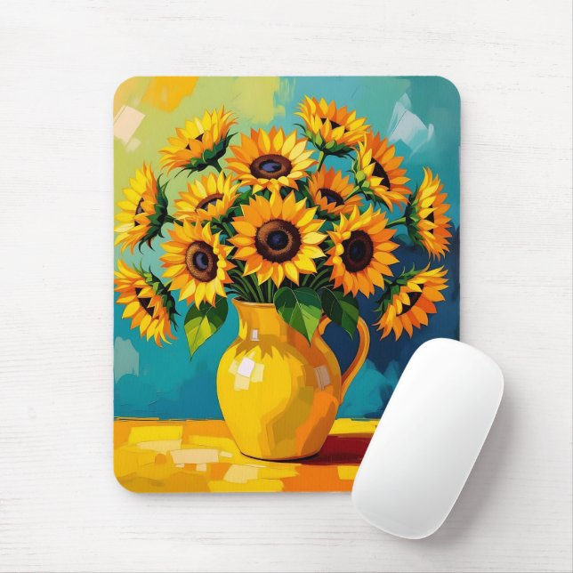 Behalt in Touch | Gelbe Sonnenblumen Mousepad (Mit Mouse)